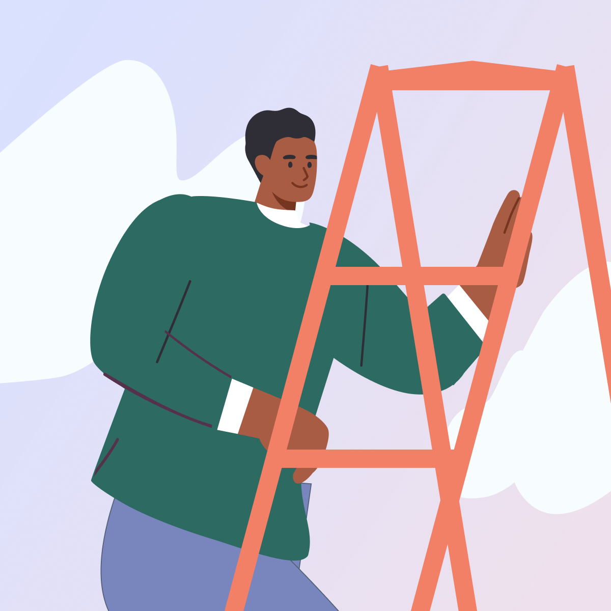 Illustration of a person climbing a ladder
